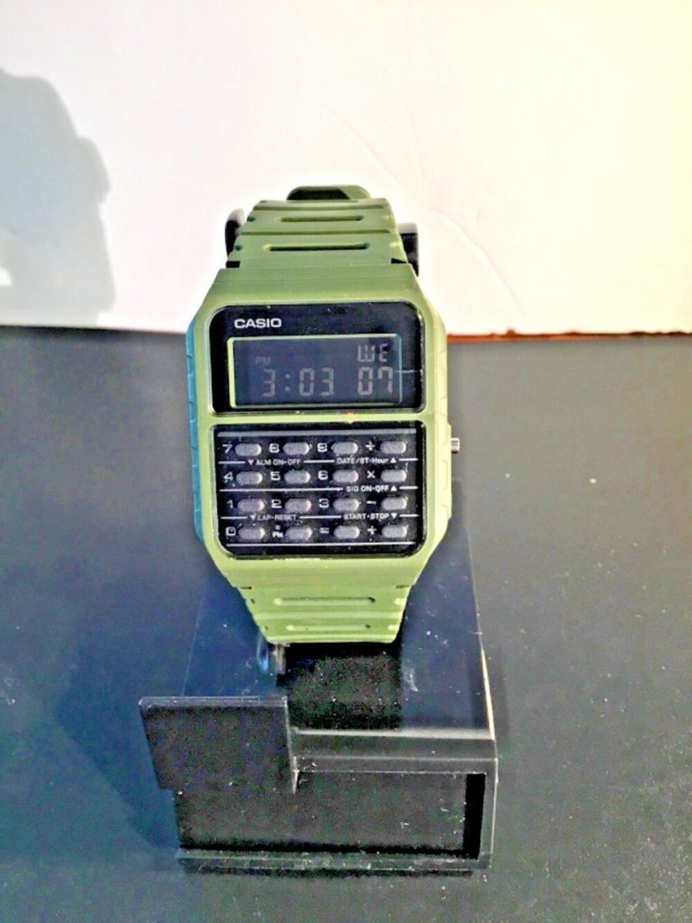 Casio CA‑53W Calculator Watch Green – Tested – Excellent Condition – Works Great